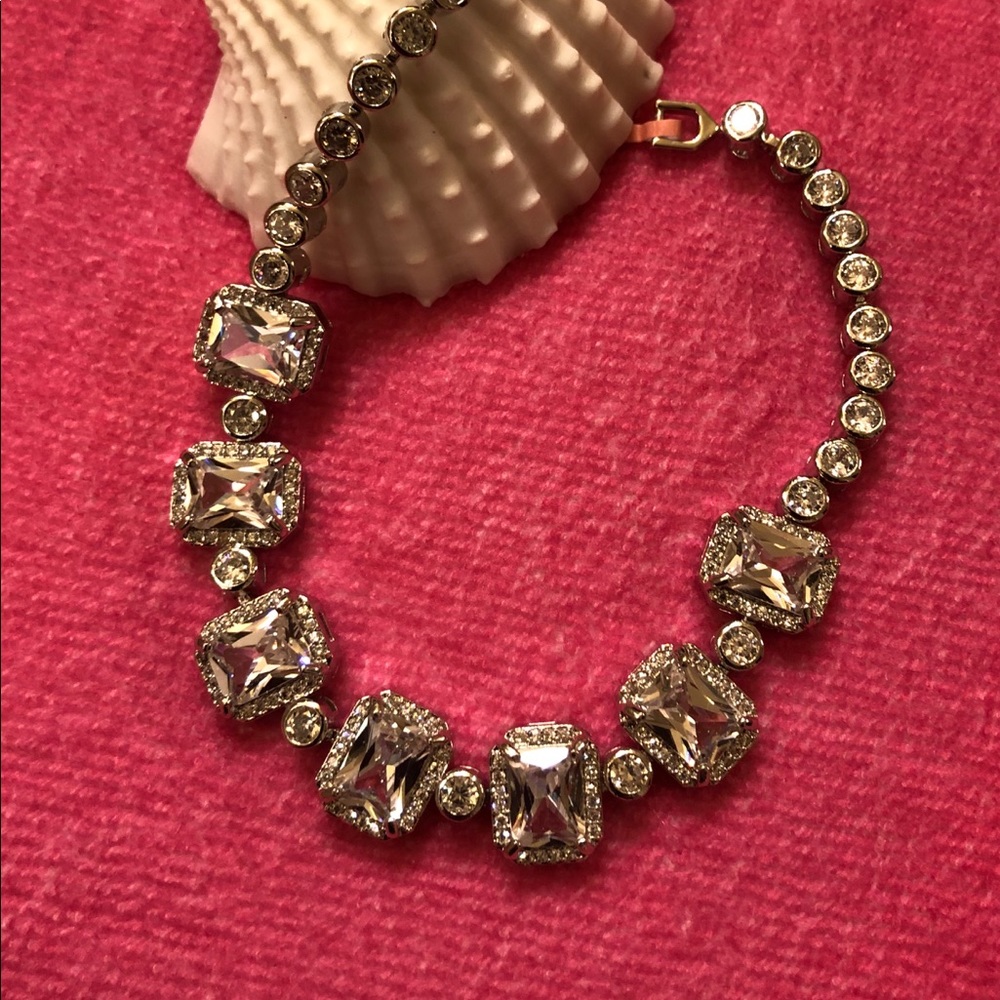 White CZ Silver Tone Bracelet